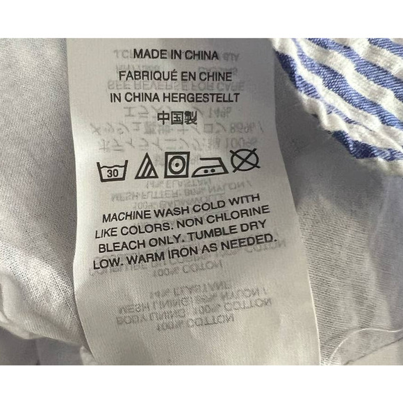 J CREW Seersucker Strapless A Line Midi Dress in Blue White Size 00 - Picture 8 of 8